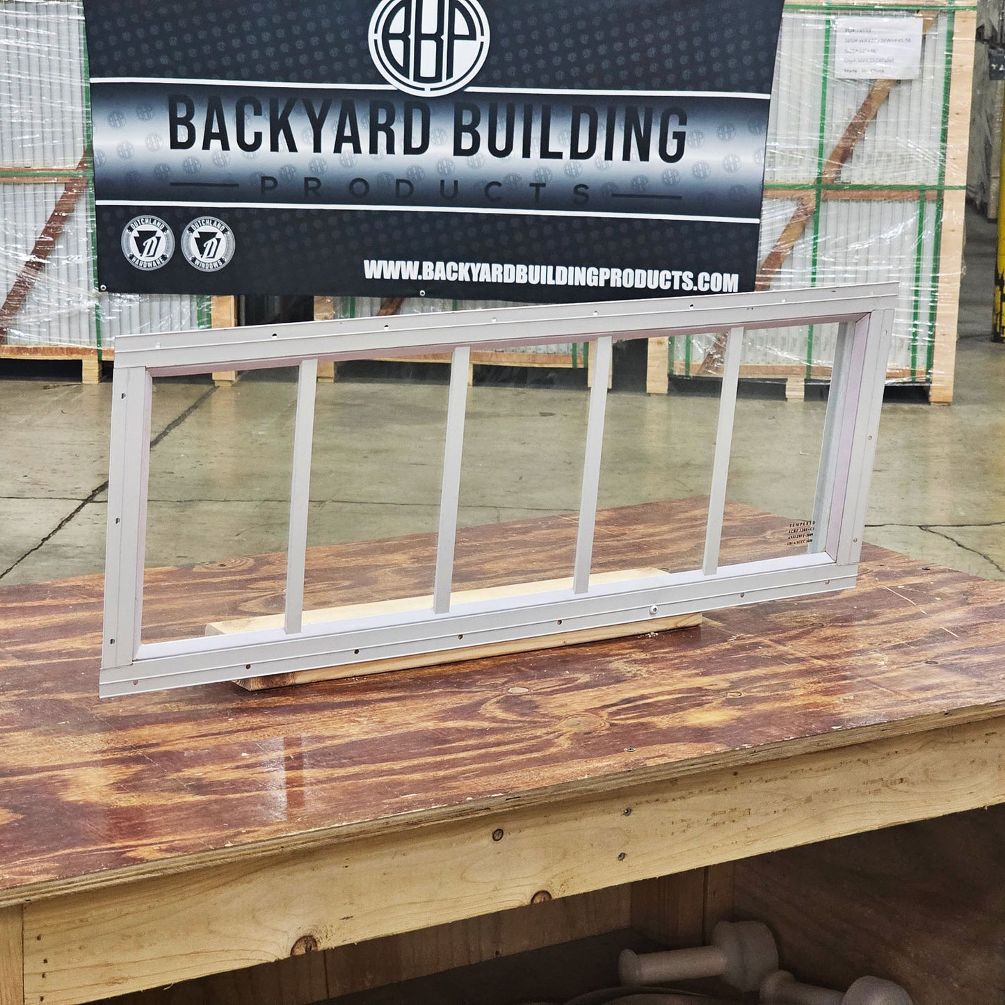 29x10 Transom White Flush Mount Shed Window