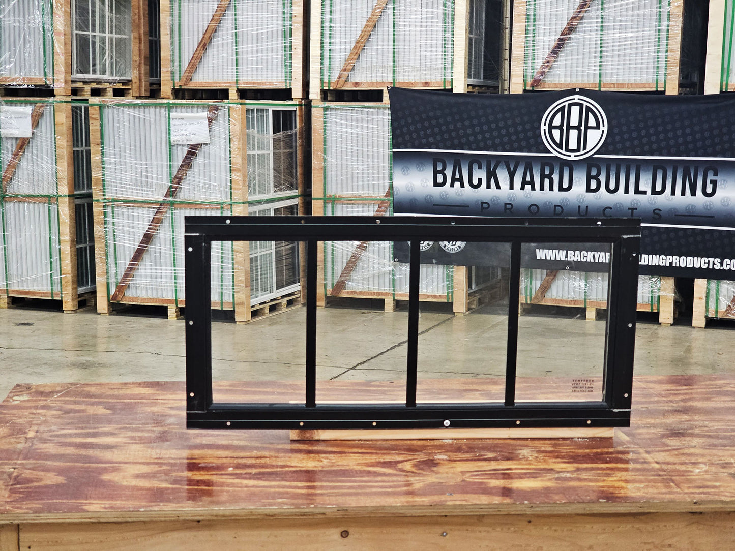 24x10 Transom Black Flush Mount Shed Window