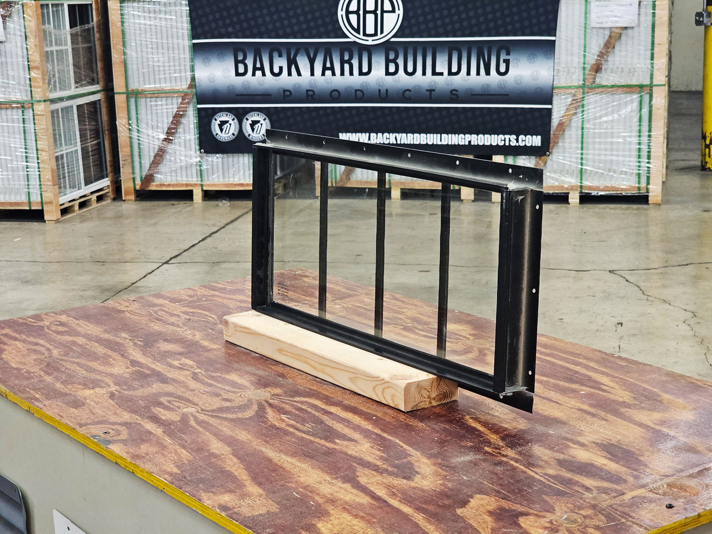 24x10 Transom Black Flush Mount Shed Window