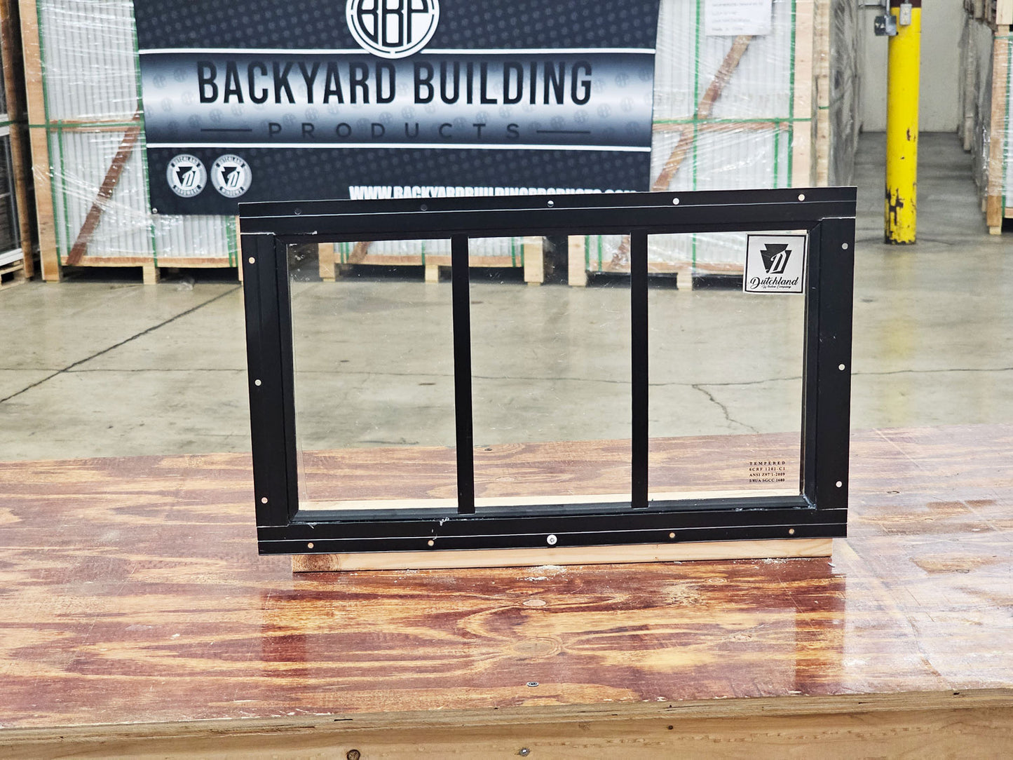 18x10 Transom Black Flush Mount Shed Window