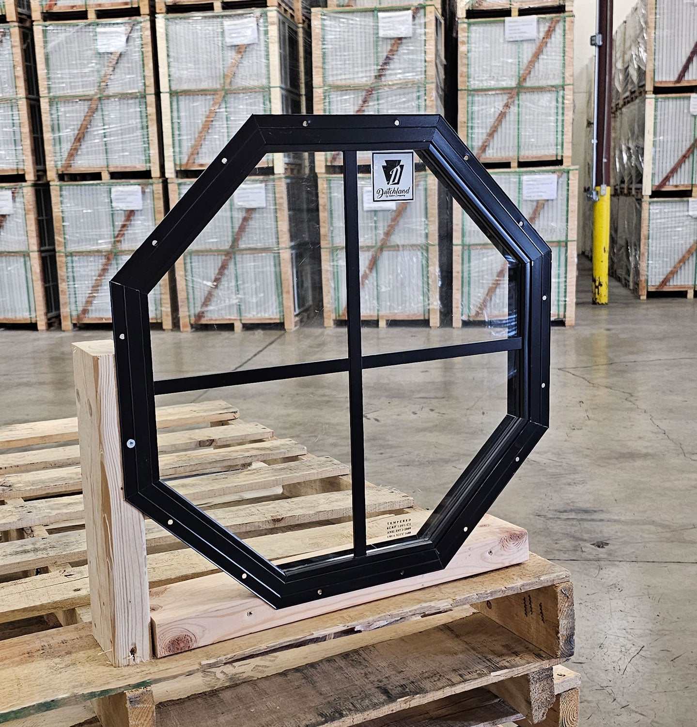 18" Octagon Black Flush Mount Shed Window