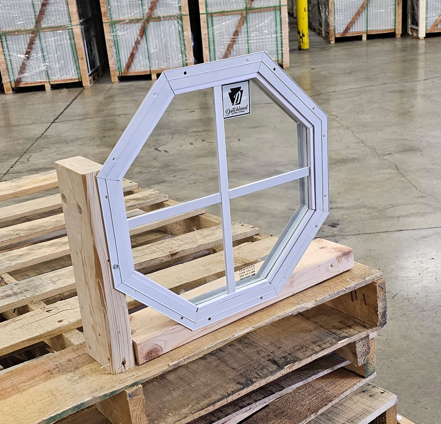 14" Octagon White Flush Mount Shed Window