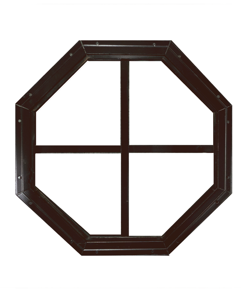 14" Octagon Brown Flush Mount Shed Window