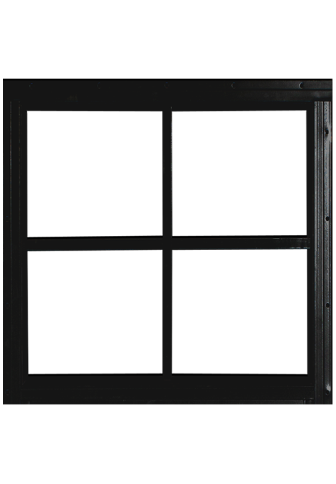 24" Picture Black Flush Mount Shed Window
