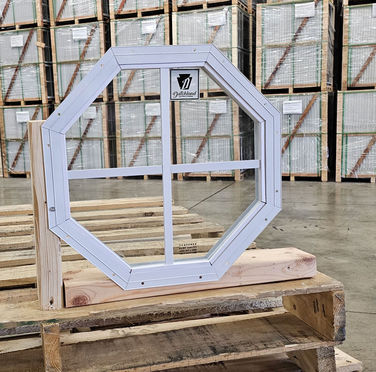 14" Octagon White Flush Mount Shed Window